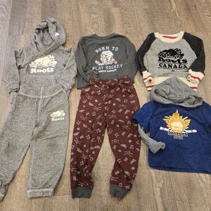 Roots Kids Cozy Clothing Set in Gray, Red, and Blue